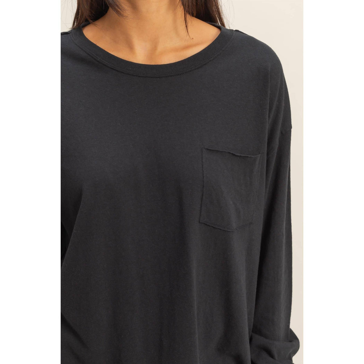 Long Sleeve Pocket T-Shirt: DUSTY PINK / S-M-L(2-2-2)