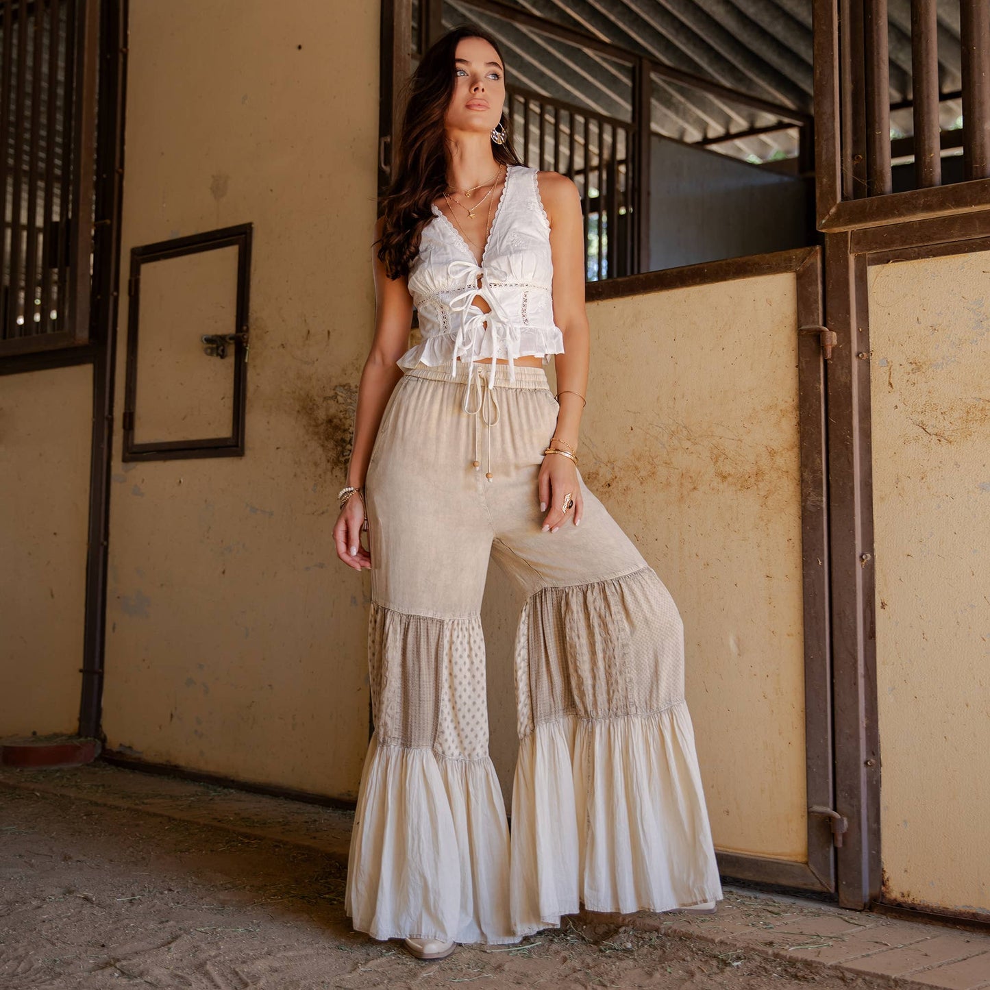 Runway-Ready Knit & Woven Pants with Prints & Relaxed Drape: Chambray / REGULAR (S-M-L-XL 1-2-2-1)