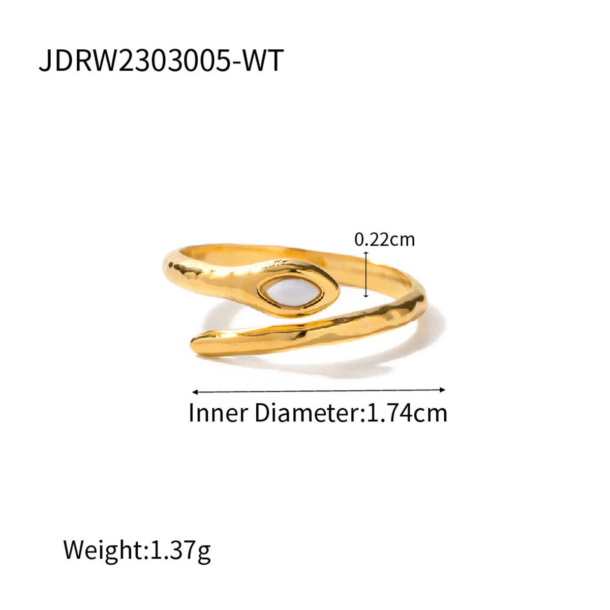 STAINLESS STEEL SNAKE NATURAL STONE RINGS_CWAJE0628: TYPE6 / (OS) 3