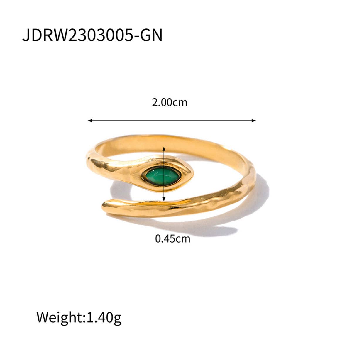 STAINLESS STEEL SNAKE NATURAL STONE RINGS_CWAJE0628: TYPE6 / (OS) 3