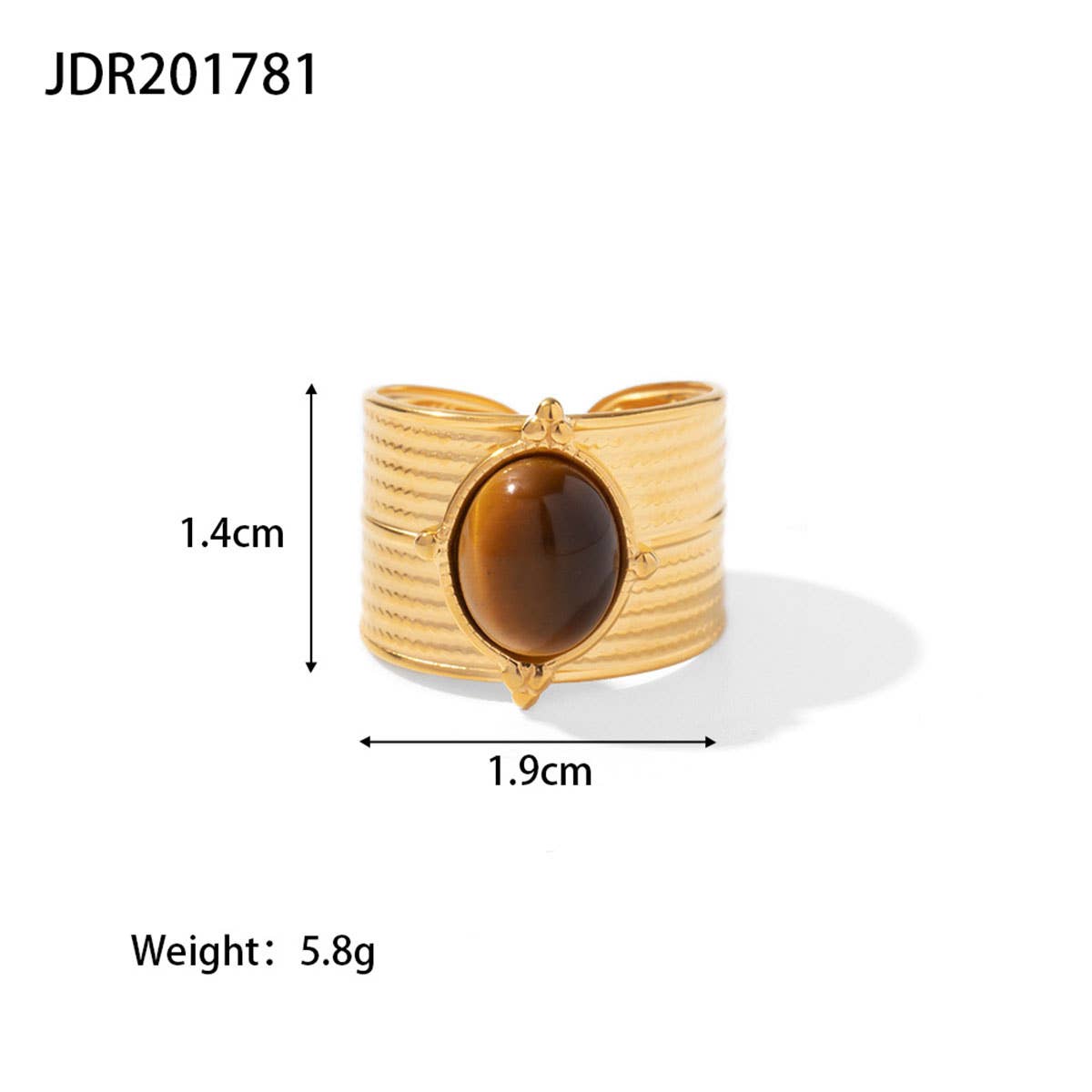 GOLD STAINLESS STEEL INLAID NATURAL STONE RINGS_CWAJE0611: TYPE1 / (OS) 3