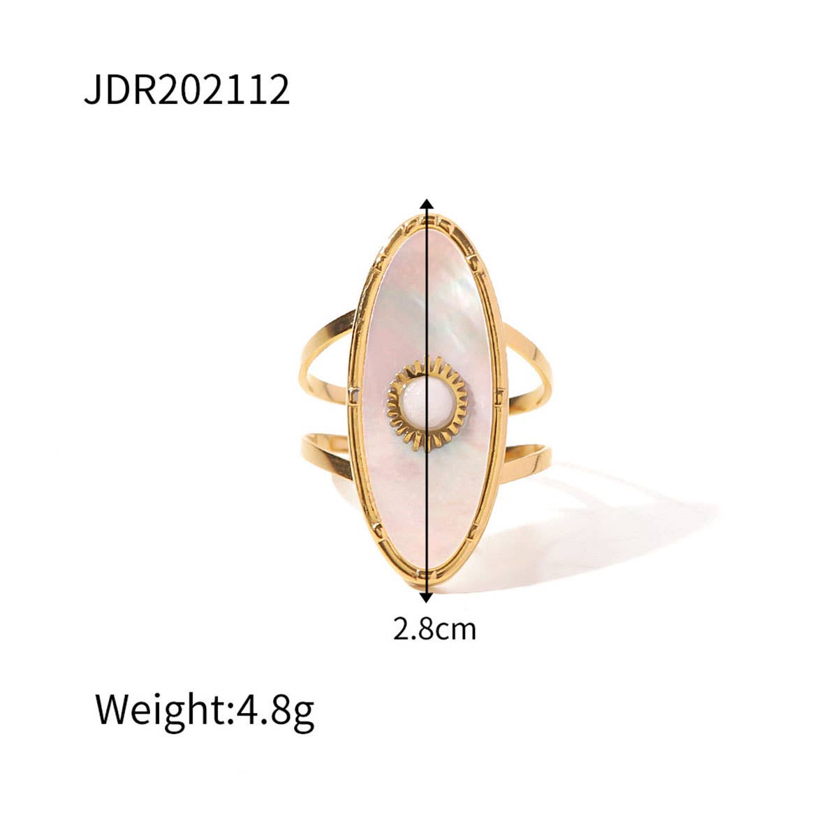 GOLD STAINLESS STEEL INLAID NATURAL STONE RINGS_CWAJE0611: TYPE1 / (OS) 3