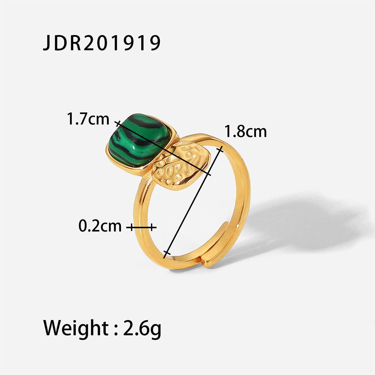 GOLD STAINLESS STEEL INLAID NATURAL STONE RINGS_CWAJE0611: TYPE1 / (OS) 3