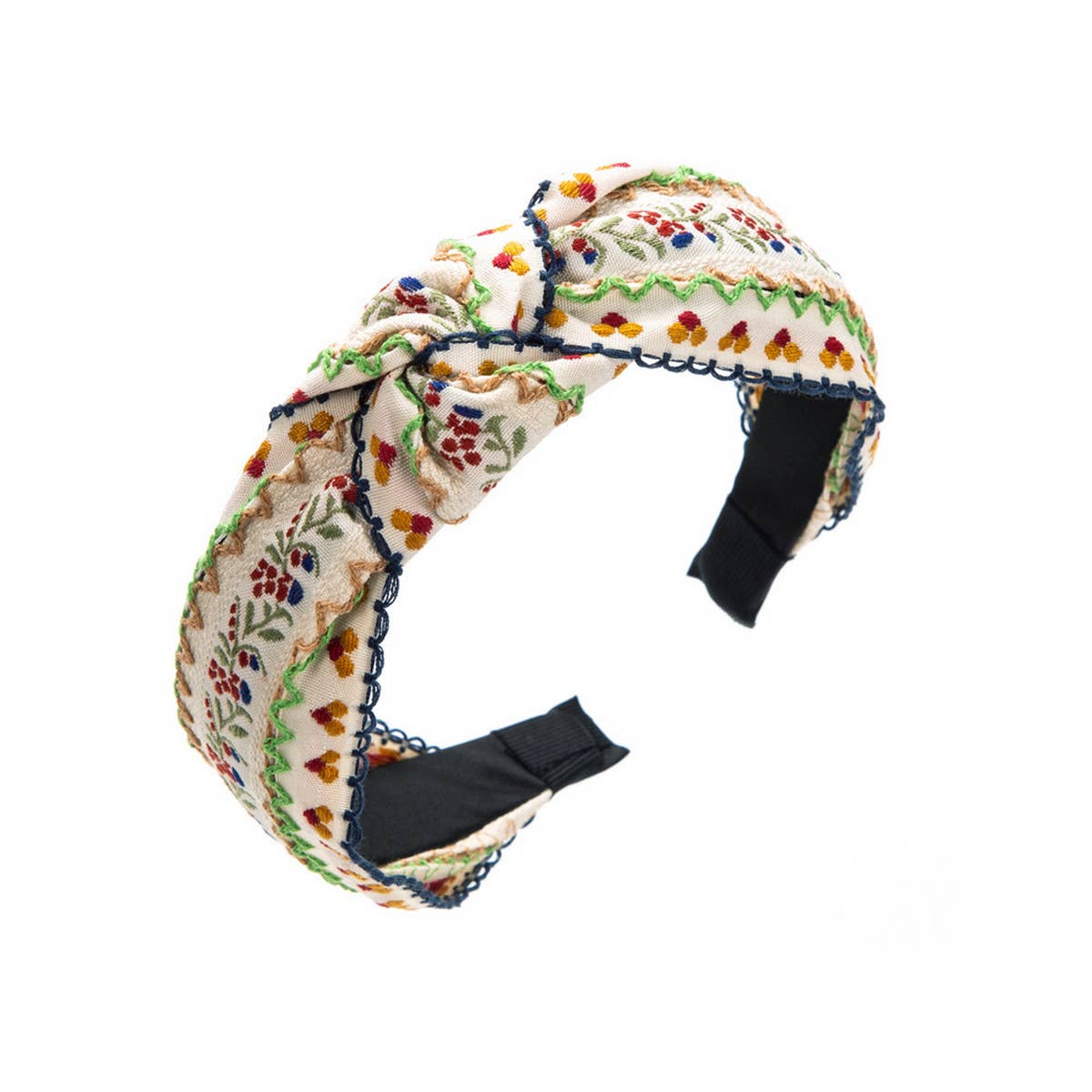 WOMEN NEW CROSS EMBROIDERY HEADBAND_CWAHA1972: Beige / (OS) 2