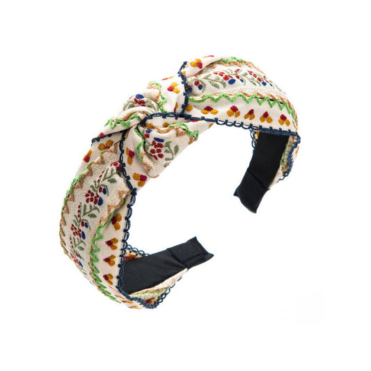WOMEN NEW CROSS EMBROIDERY HEADBAND_CWAHA1972: Beige / (OS) 2