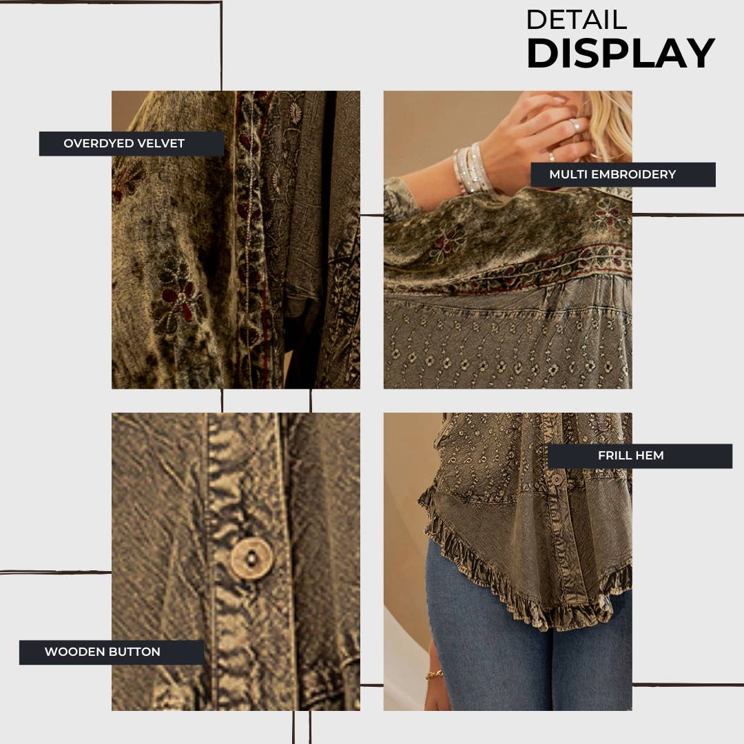 Bohemian Elegance: Stonewashed Rayon Top: Olive / REGULAR (S-M-L-XL-1-2-2-1)