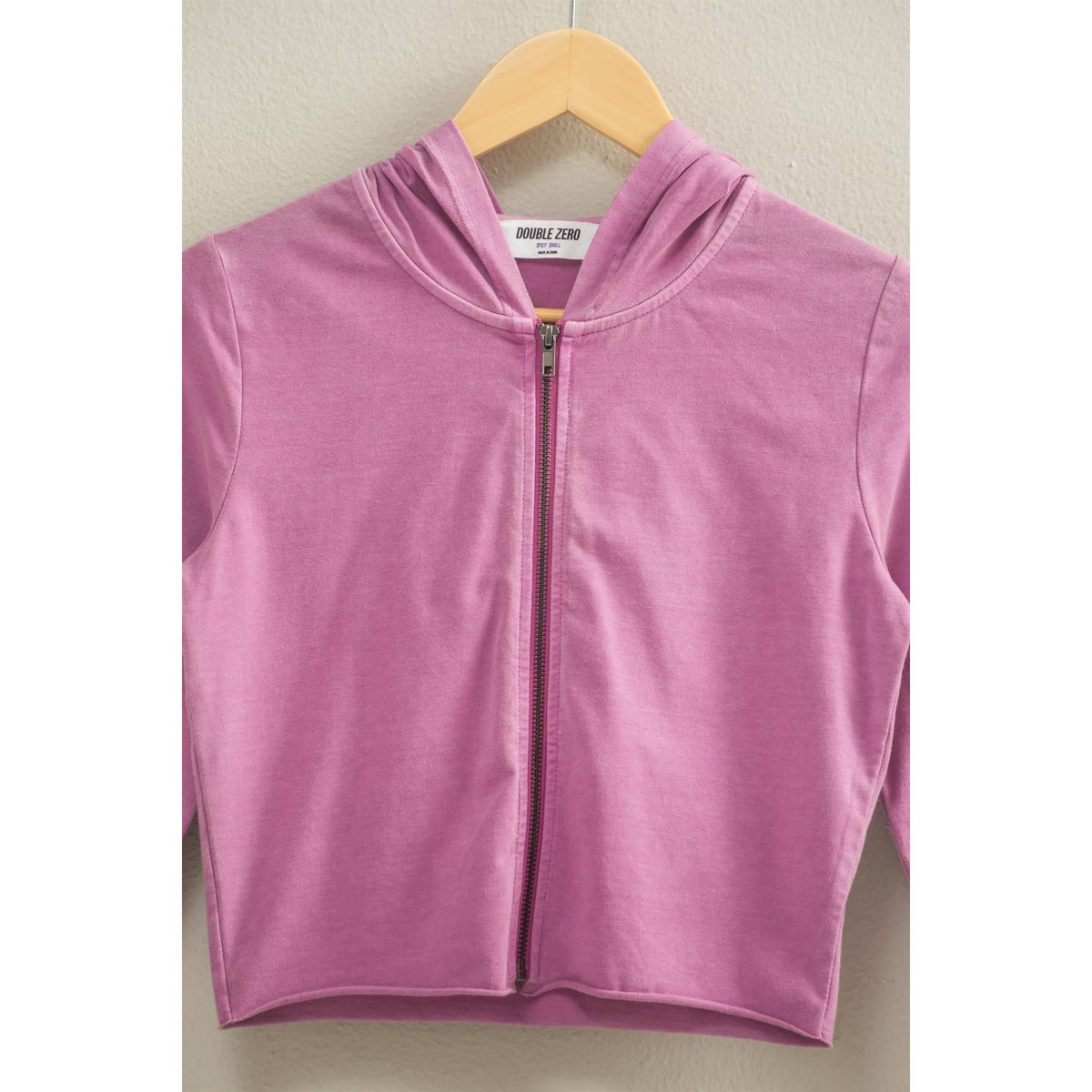Zip Up Cropped Hoodie: CREAM / S-M-L(2-2-2)