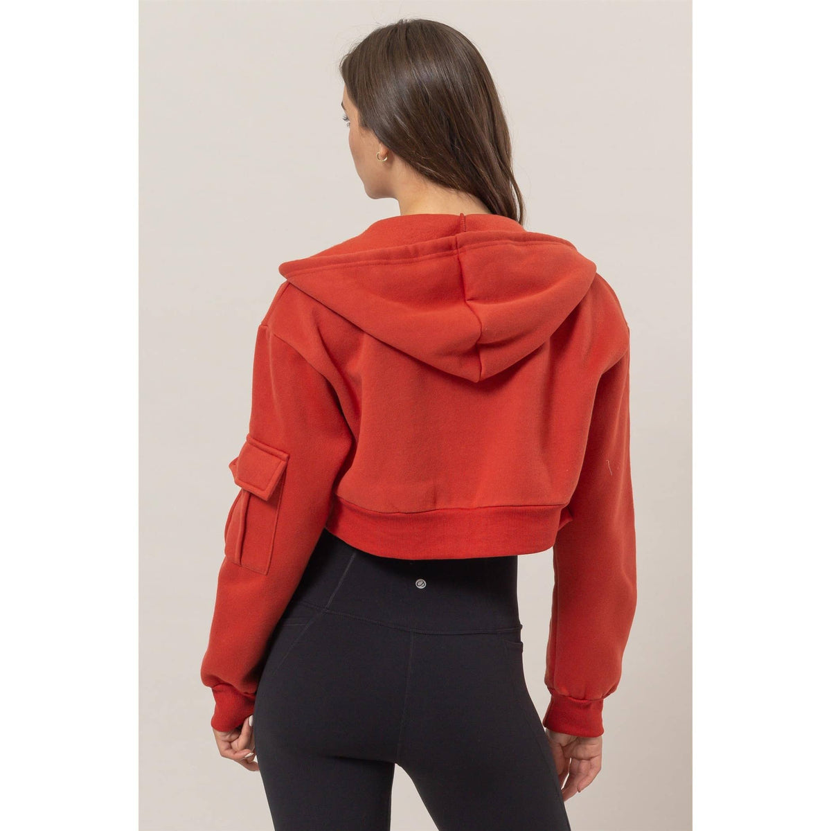 Fleece French Terry Cropped Jacket: BLACK / S-M-L(2-2-2)