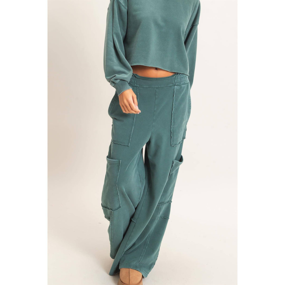 Mineral Wash Cargo Pocket Pants: NAVY / S-M-L(2-2-2)