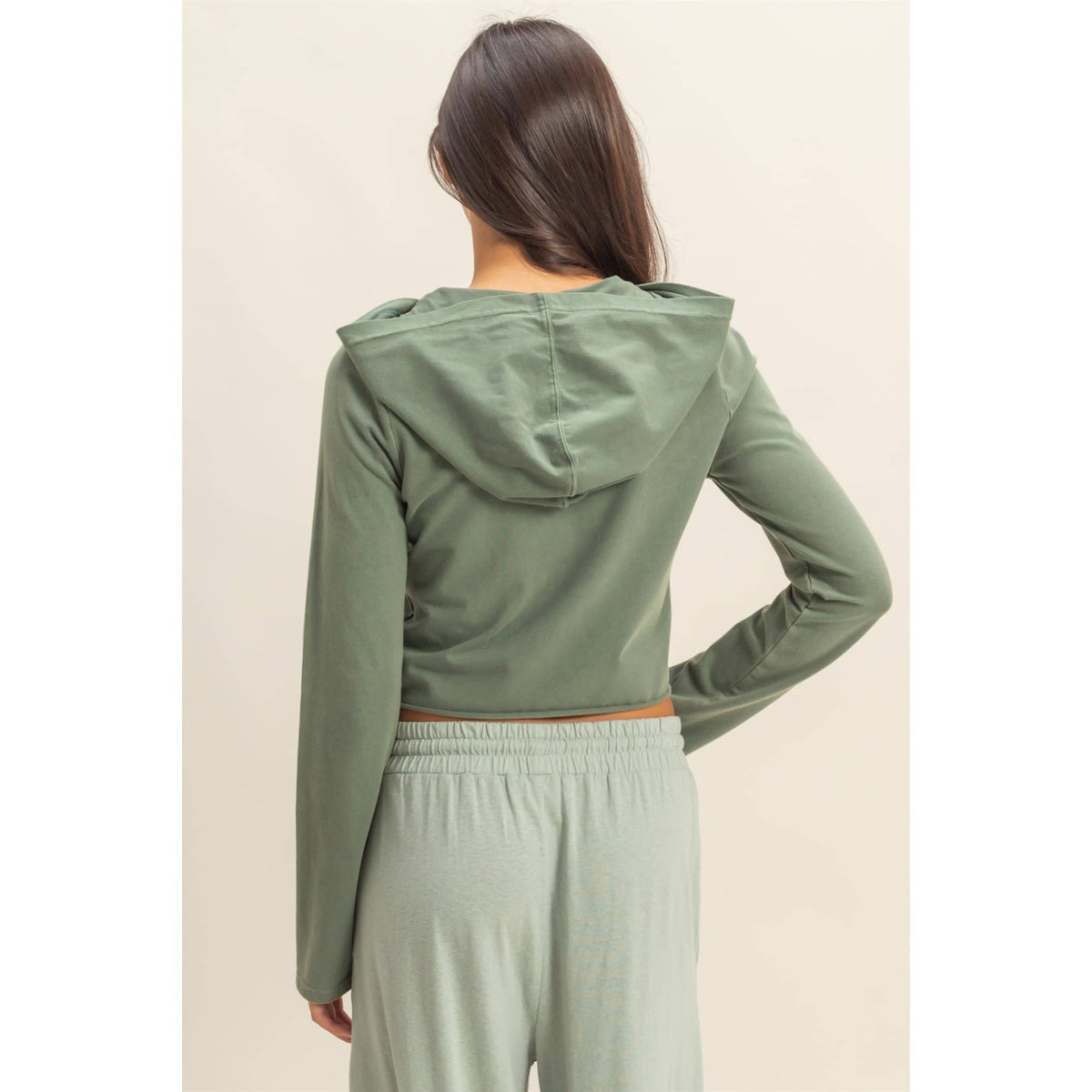 Zip Up Cropped Hoodie: BLACK / S-M-L(2-2-2)