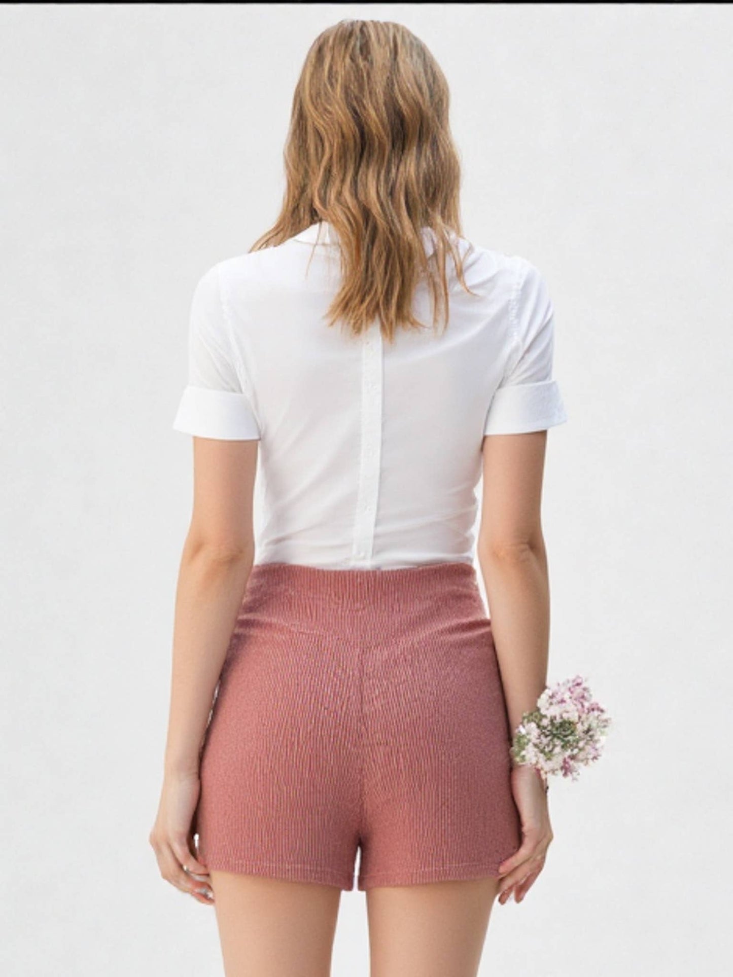 LP81303-Low waist corduroy skort: PLUM / S-M-L/2-2-2