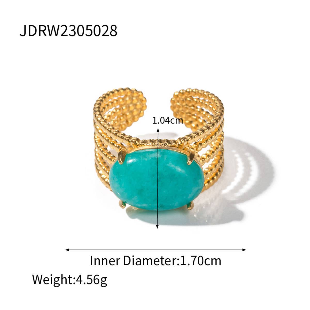 STAINLESS STEEL NATURAL STONE RINGS_TURQUOISE_CWAJE0615: TYPE2 / (OS) 3