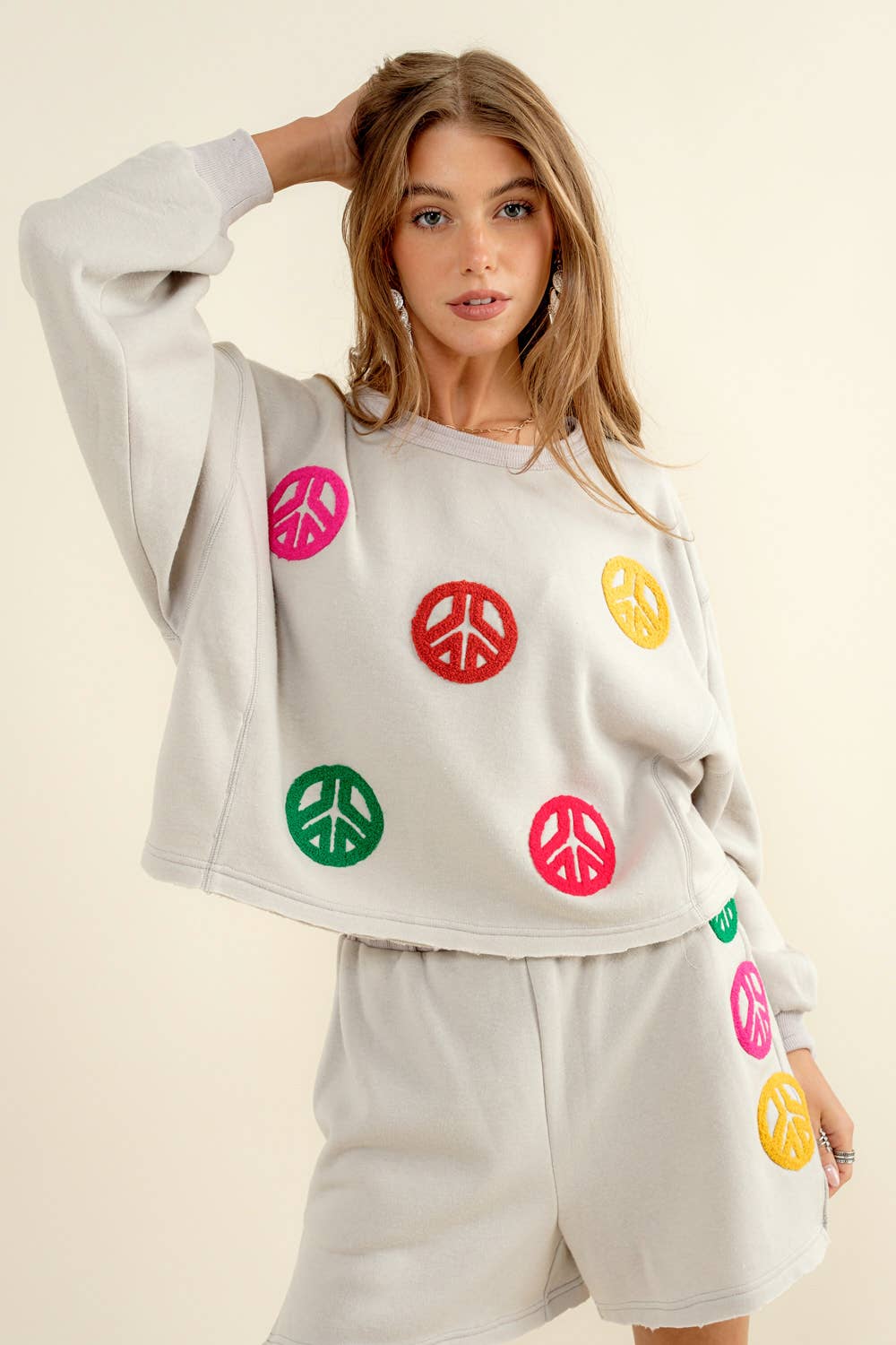 32787SET - Pullover Top with Matching Shorts Set: AQUA / L