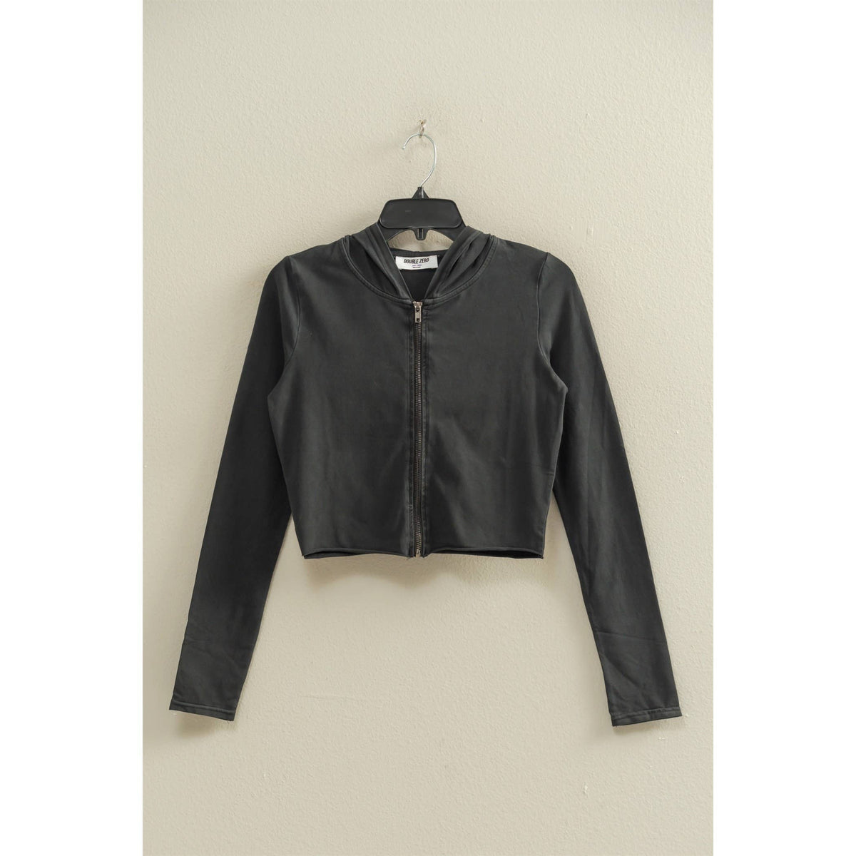 Zip Up Cropped Hoodie: CREAM / S-M-L(2-2-2)
