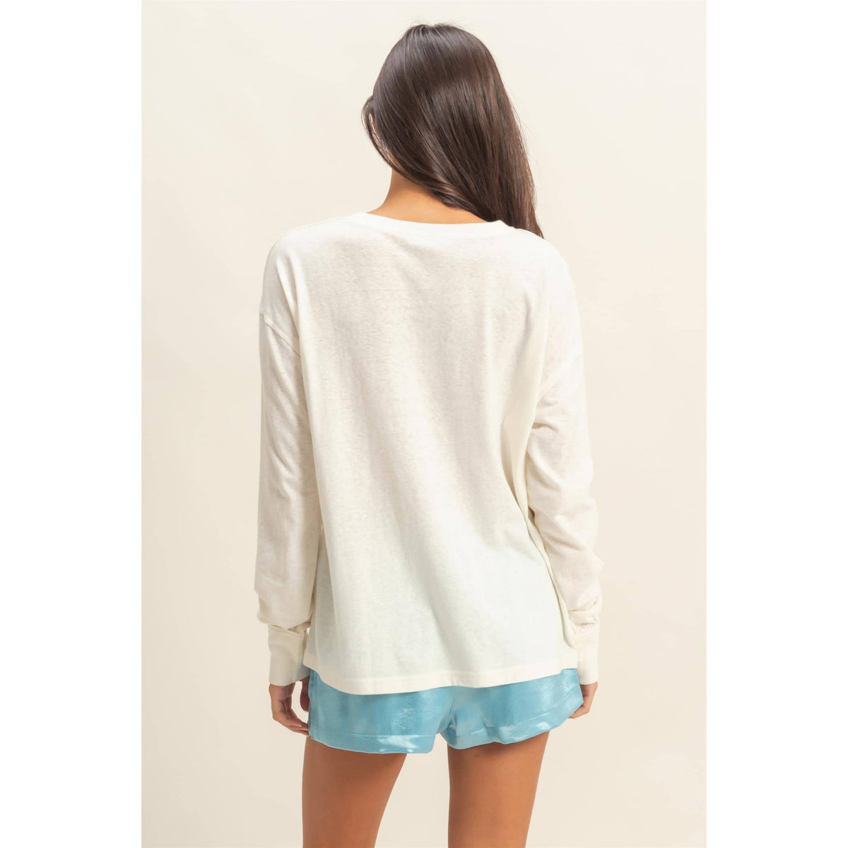 Long Sleeve Pocket T-Shirt: DUSTY PINK / S-M-L(2-2-2)