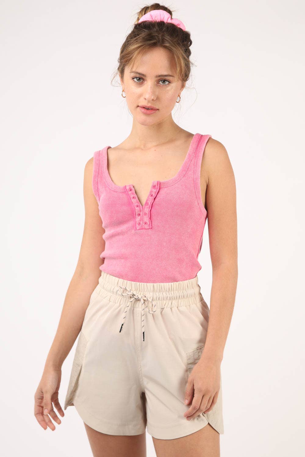 NT11500-Y2K Washed Casual Fitted Tank Top: Beige / S-M-L/2-2-2