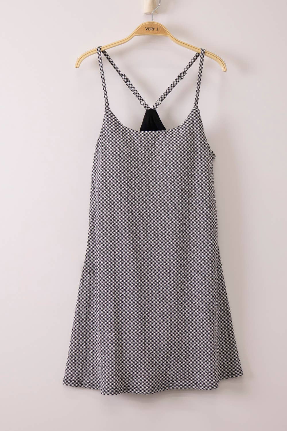 ND32119 - Textured Checkered Knit Activewear Tennis Dress: BLACK / S-M-L/2-2-2
