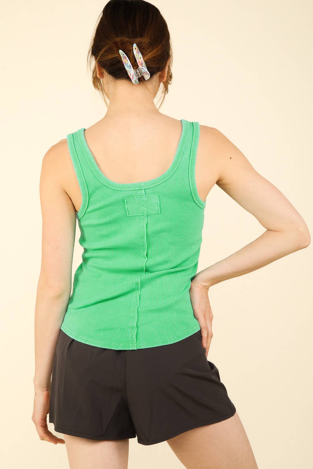 NT11500-Y2K Washed Casual Fitted Tank Top: Beige / S-M-L/2-2-2