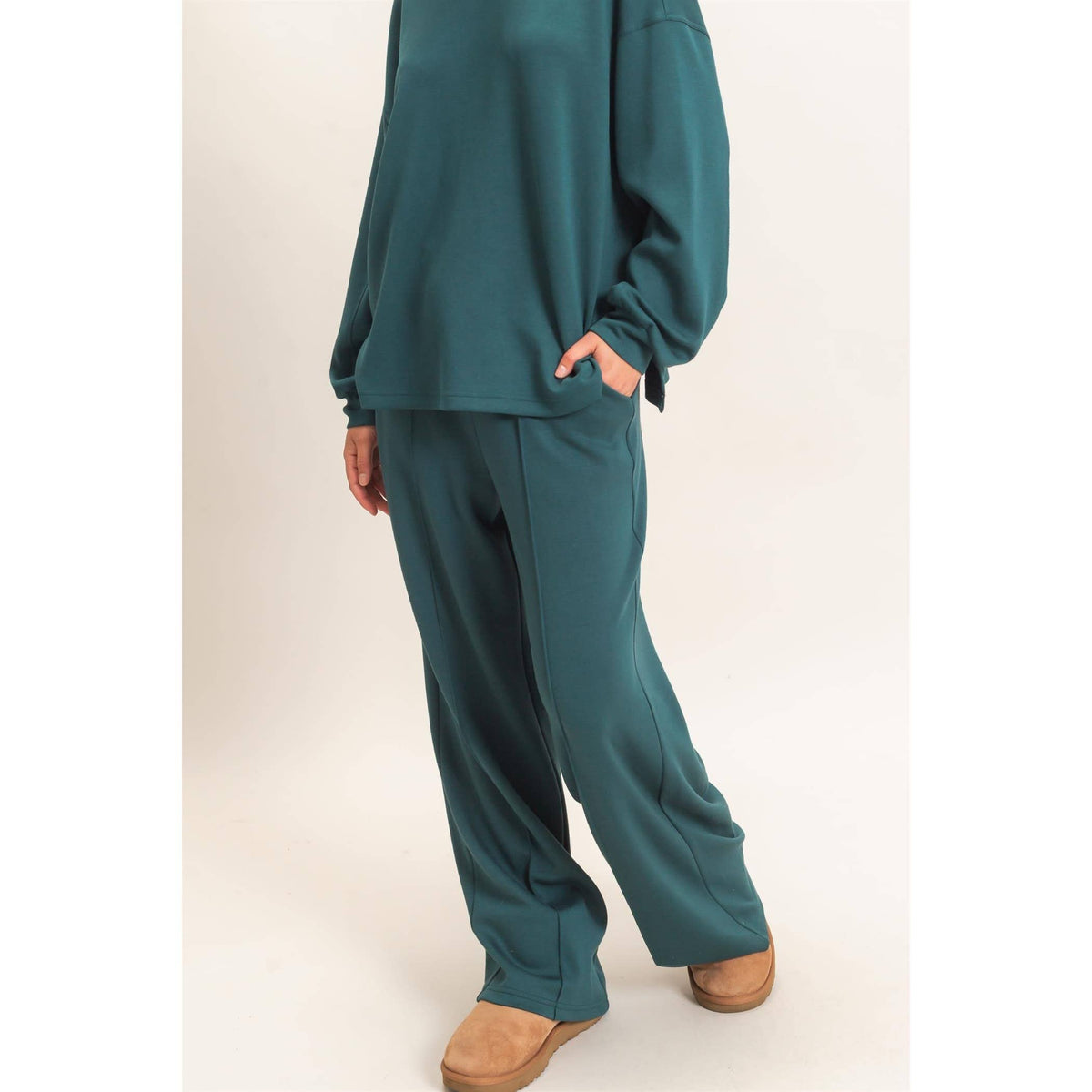 Drawstring Waist Pintuck Wide Leg Pants: COCOA / S-M-L(2-2-2)