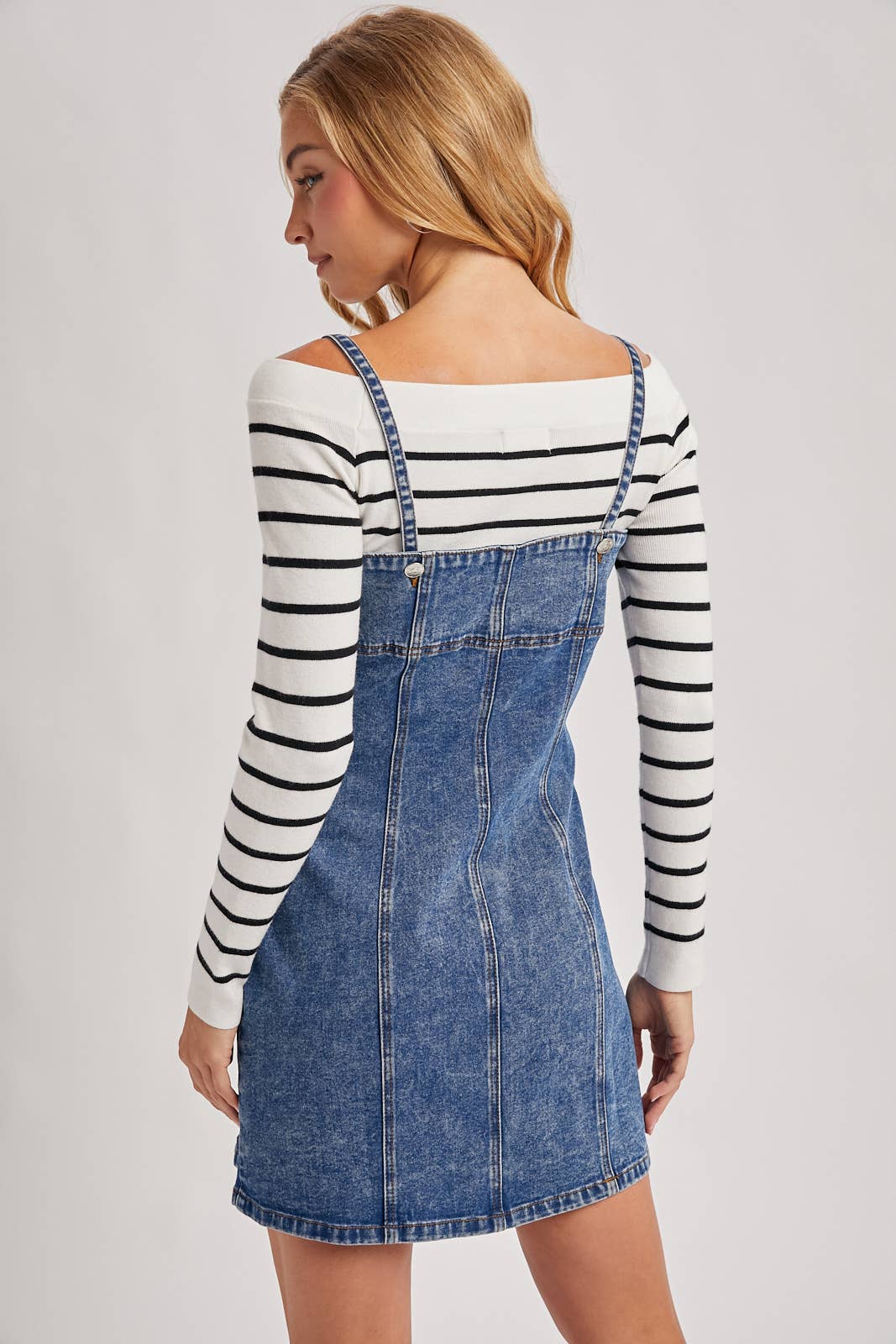 DENIM BUTTON DOWN MINI DRESS: MED.WASH / L