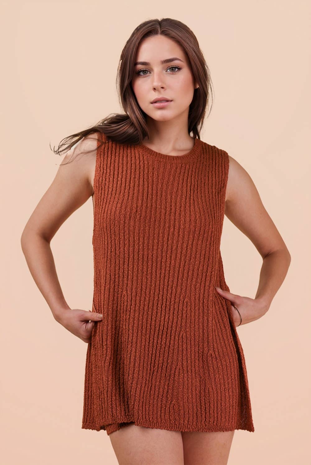 12W3359NSET-Knit Sweater Comfy Top & Shorts Set: BLACK / S-M-L/2-2-2