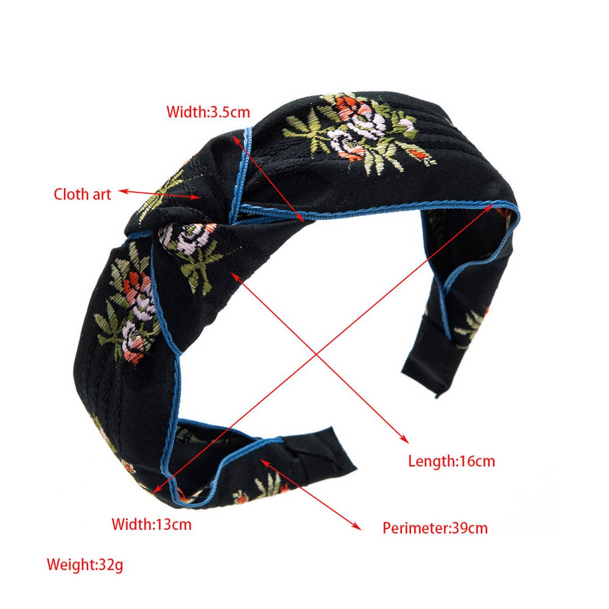 WOMEN NEW CROSS EMBROIDERY HEADBAND_CWAHA1972: Beige / (OS) 2