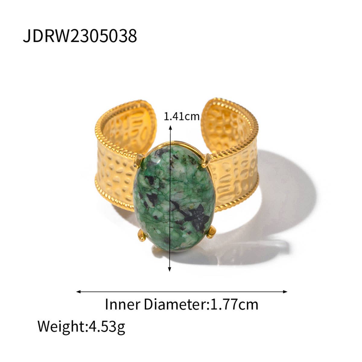 STAINLESS STEEL NATURAL STONE RINGS_TURQUOISE_CWAJE0615: TYPE2 / (OS) 3