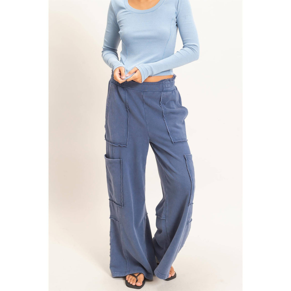 Mineral Wash Cargo Pocket Pants: NAVY / S-M-L(2-2-2)