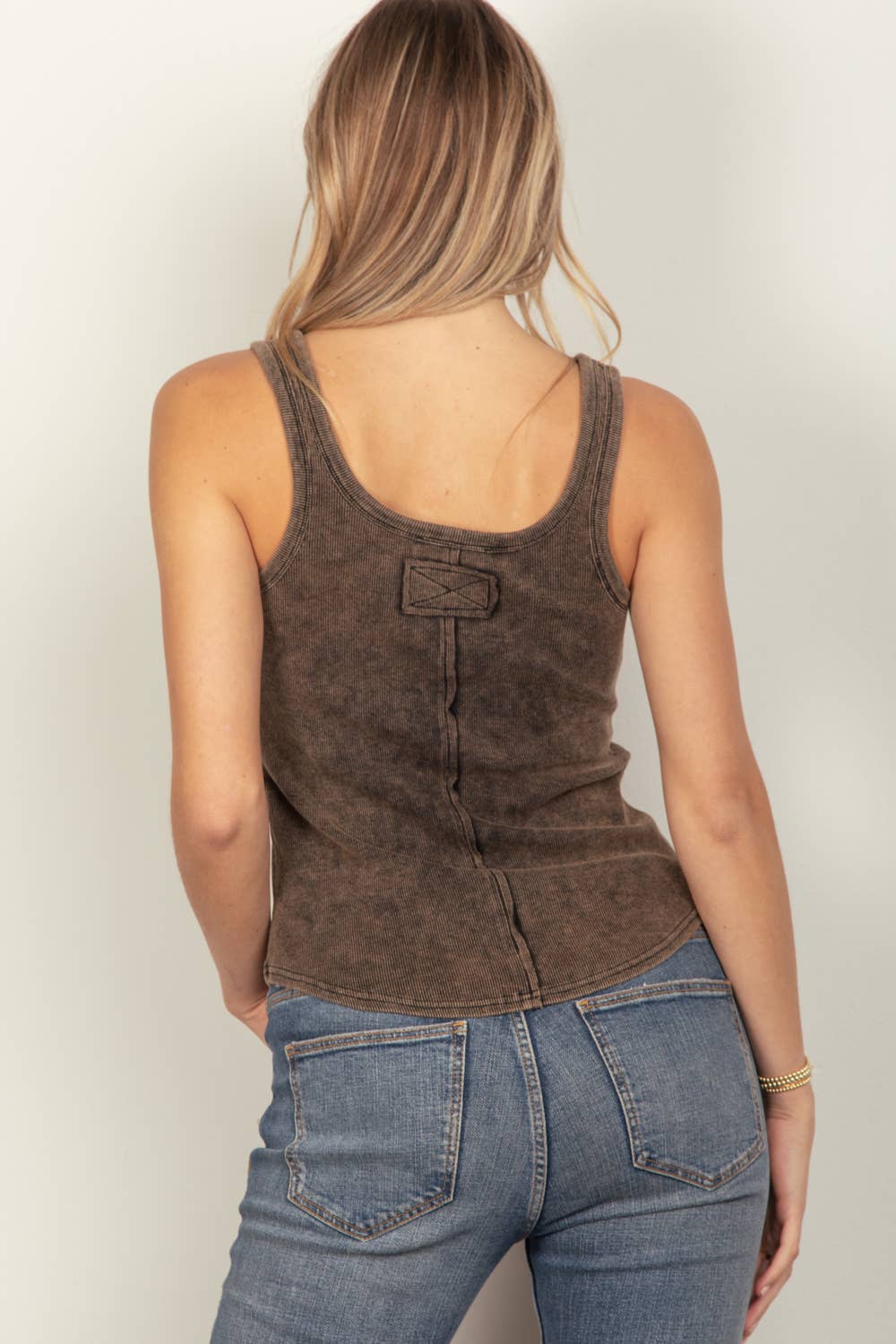 NT11500-Y2K Washed Casual Fitted Tank Top: Beige / S-M-L/2-2-2