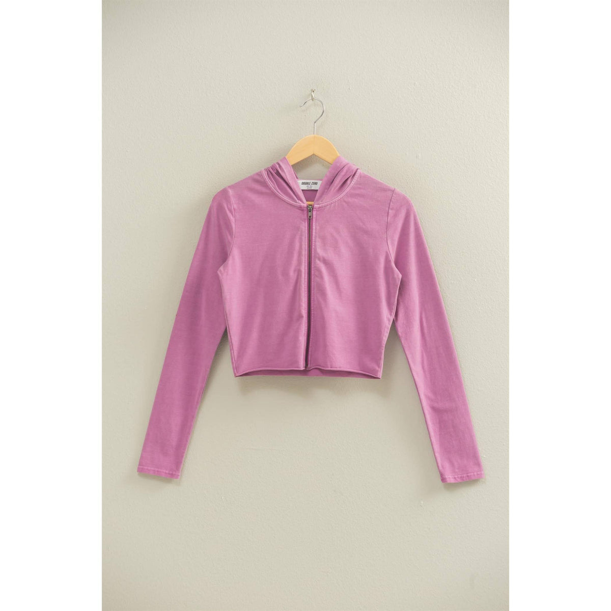 Zip Up Cropped Hoodie: CREAM / S-M-L(2-2-2)