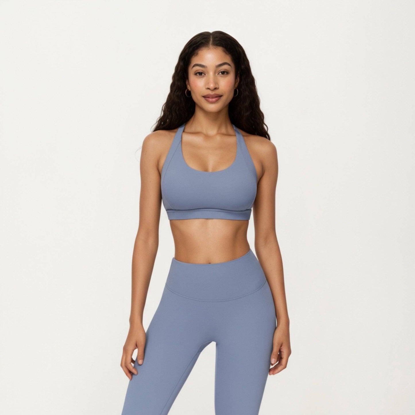 Scoop Neck Racerback Sports Bra with Smooth Stretch Fabric a: Blue / Medium 8-10