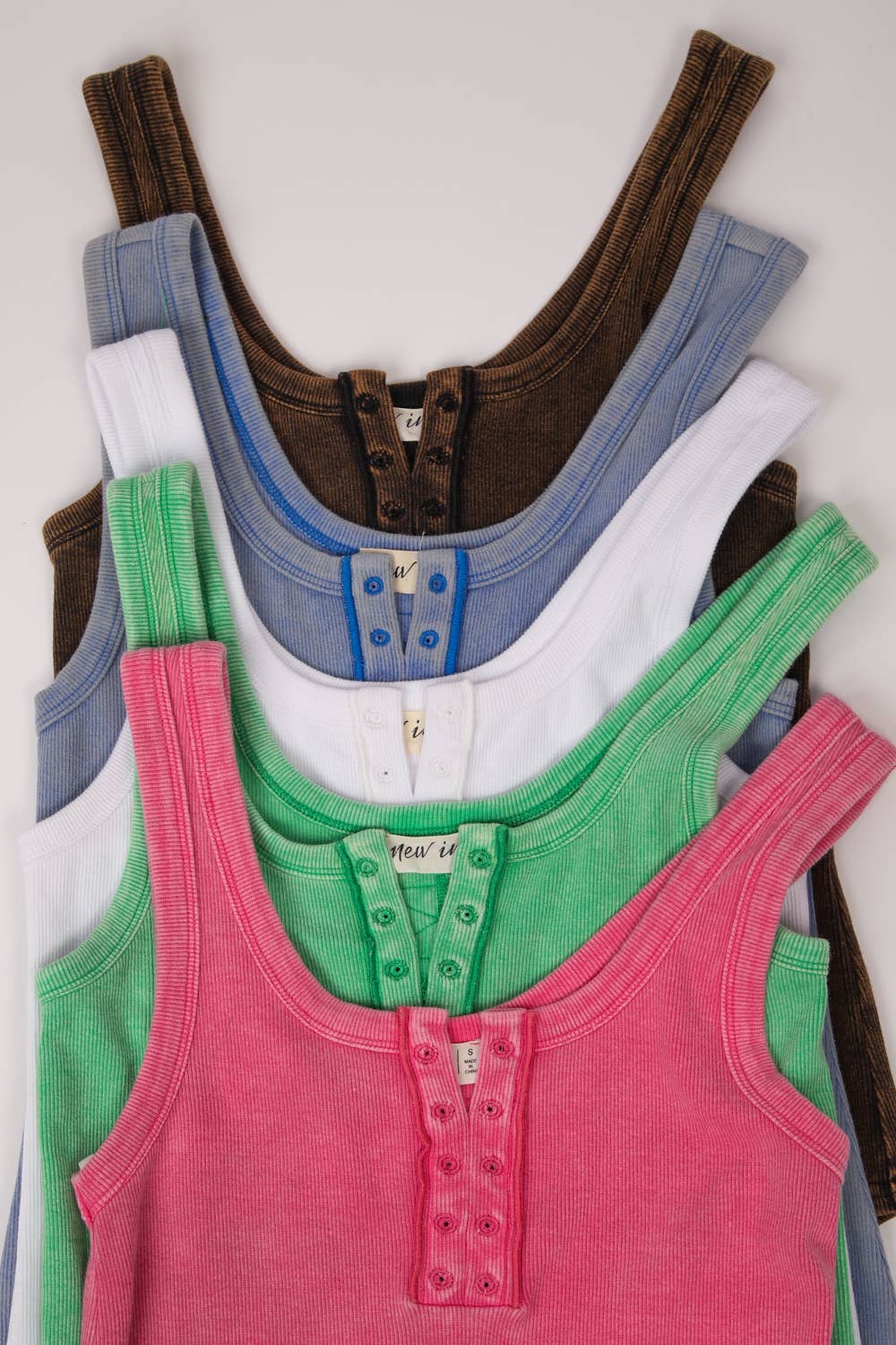 NT11500-Y2K Washed Casual Fitted Tank Top: Beige / S-M-L/2-2-2