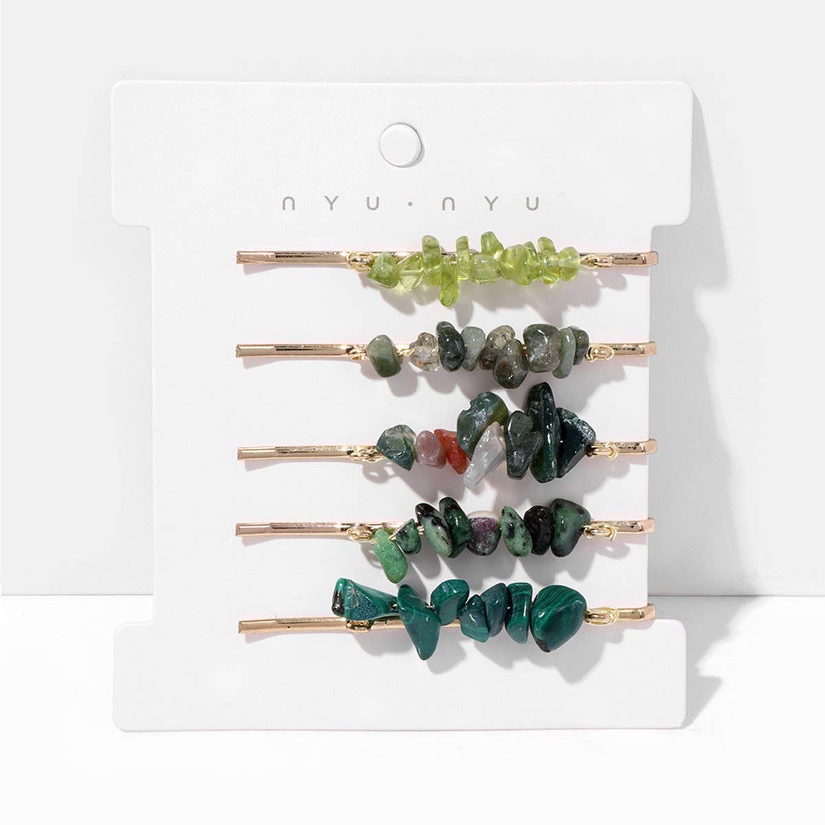 Natural Red Stone Hair Clip Set - Simple & Elegant_CWAHA1763: WHITEYELLOW / (OS) 2