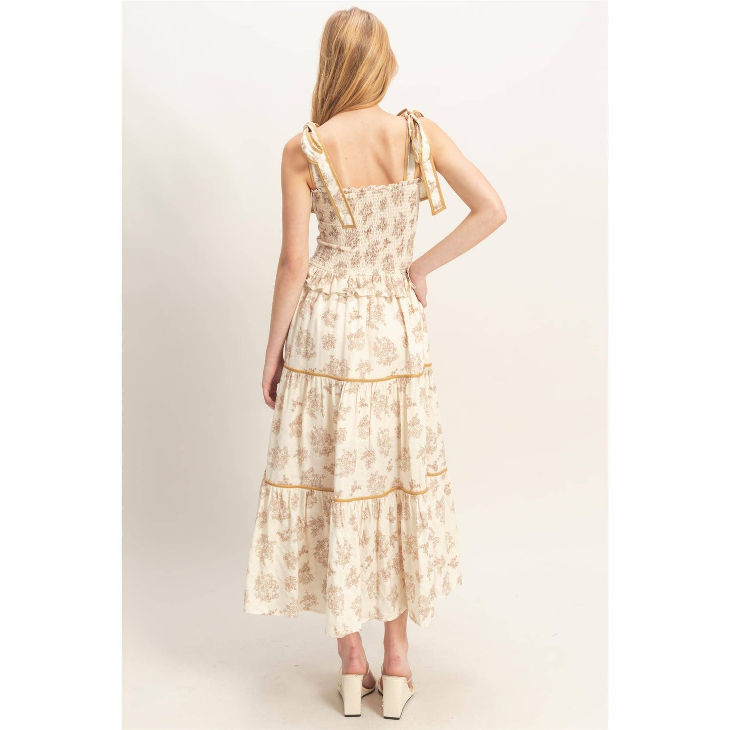 Floral Tiered Sundress: BLACK / S-M-L(2-2-2)