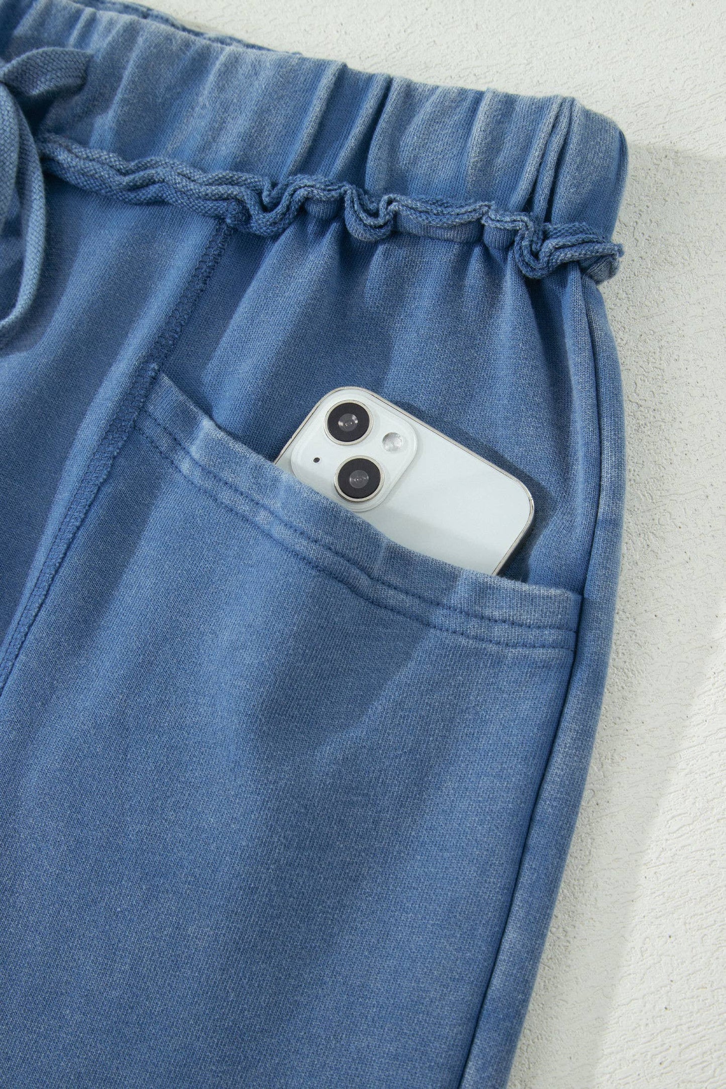 66 Mineral Wash Drawstring High Waist Wide Leg Pants (S-XL): Ashleigh Blue / XL