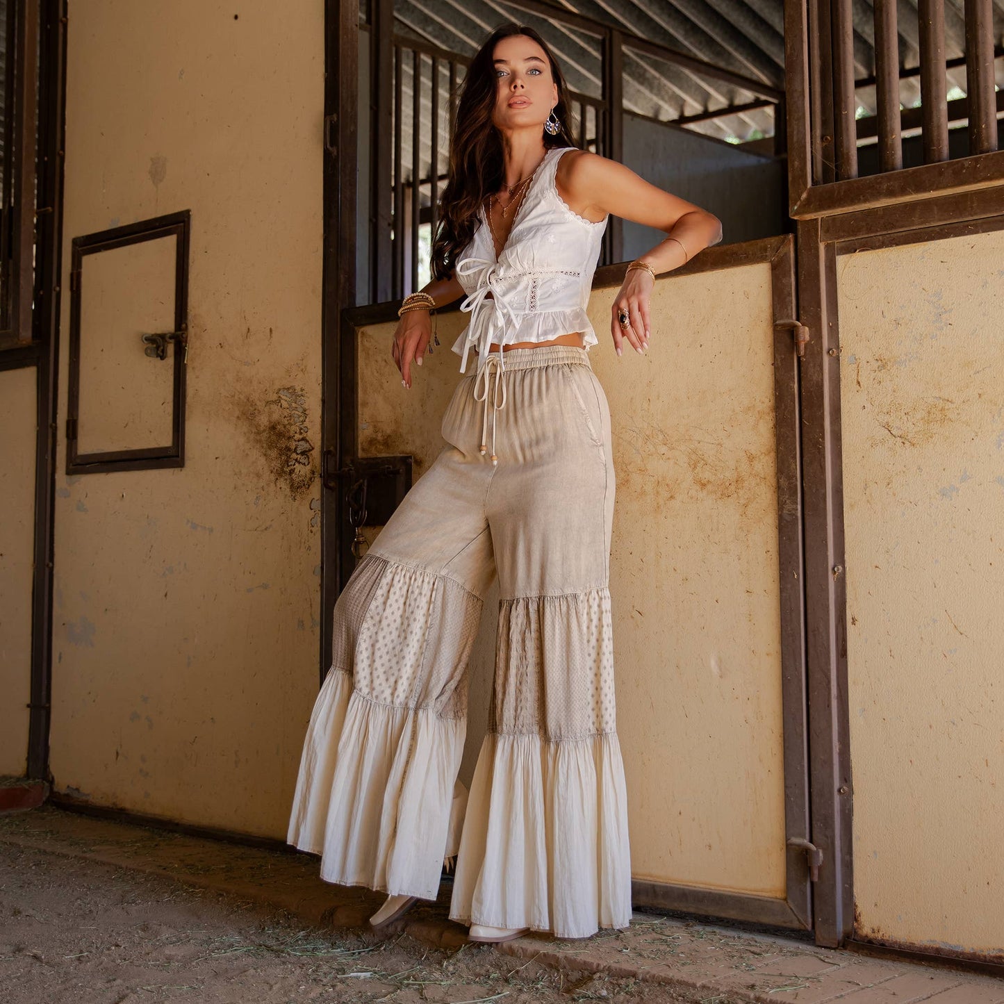 Runway-Ready Knit & Woven Pants with Prints & Relaxed Drape: Chambray / REGULAR (S-M-L-XL 1-2-2-1)