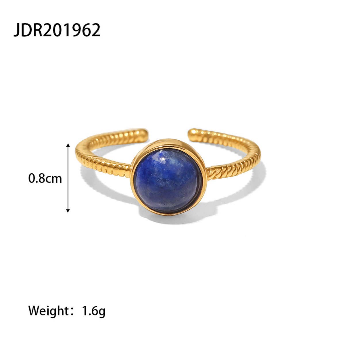 GOLD STAINLESS STEEL INLAID NATURAL STONE RINGS_CWAJE0611: TYPE1 / (OS) 3