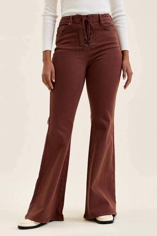 HW JAQUELINE Flare w/ Lace Up C Cocoa Brown: COCOA BROWN / 11(30)