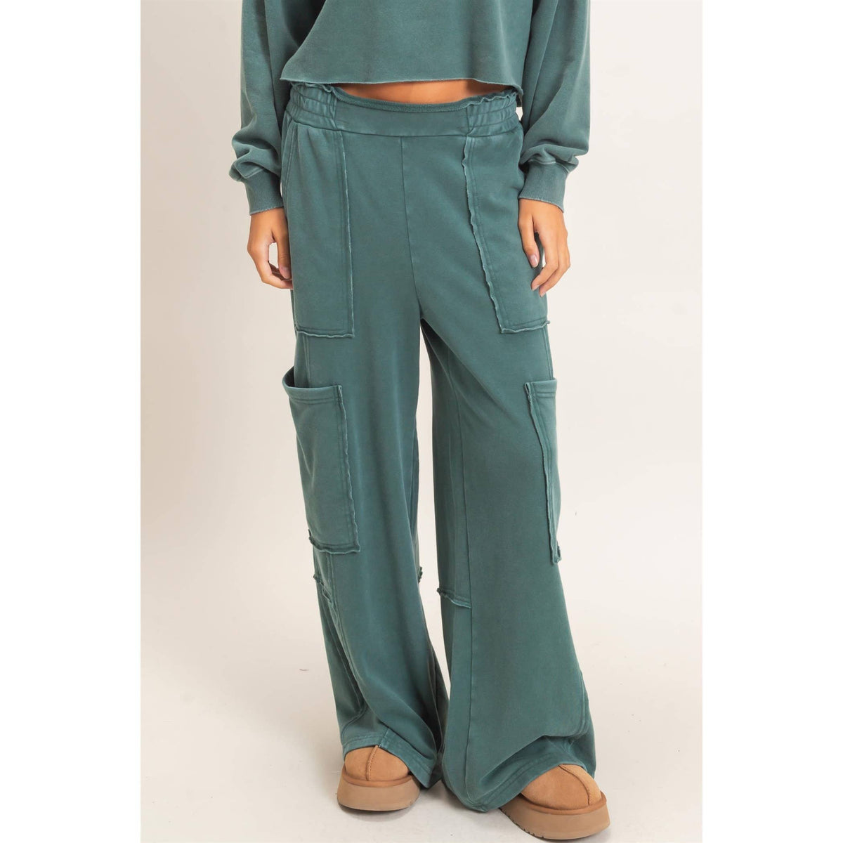 Mineral Wash Cargo Pocket Pants: NAVY / S-M-L(2-2-2)