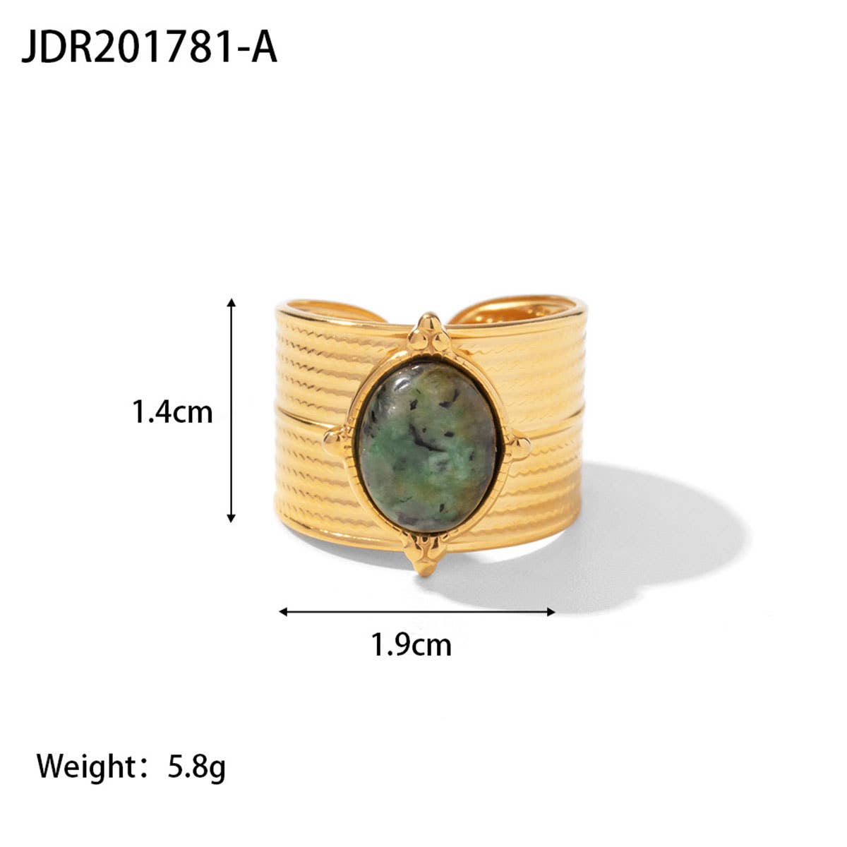 GOLD STAINLESS STEEL INLAID NATURAL STONE RINGS_CWAJE0611: TYPE2 / (OS) 3