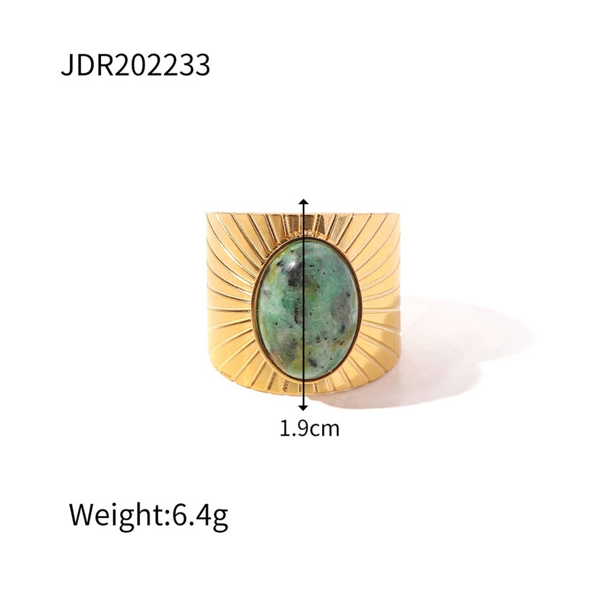 GOLD STAINLESS STEEL INLAID NATURAL STONE RINGS_CWAJE0611: TYPE1 / (OS) 3