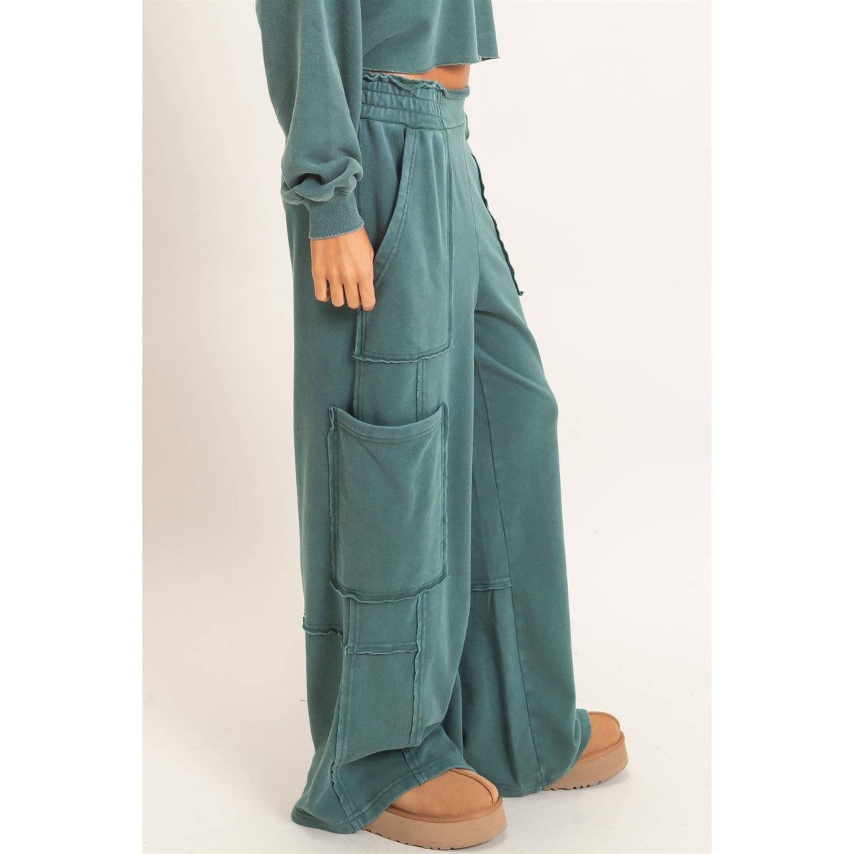 Mineral Wash Cargo Pocket Pants: NAVY / S-M-L(2-2-2)