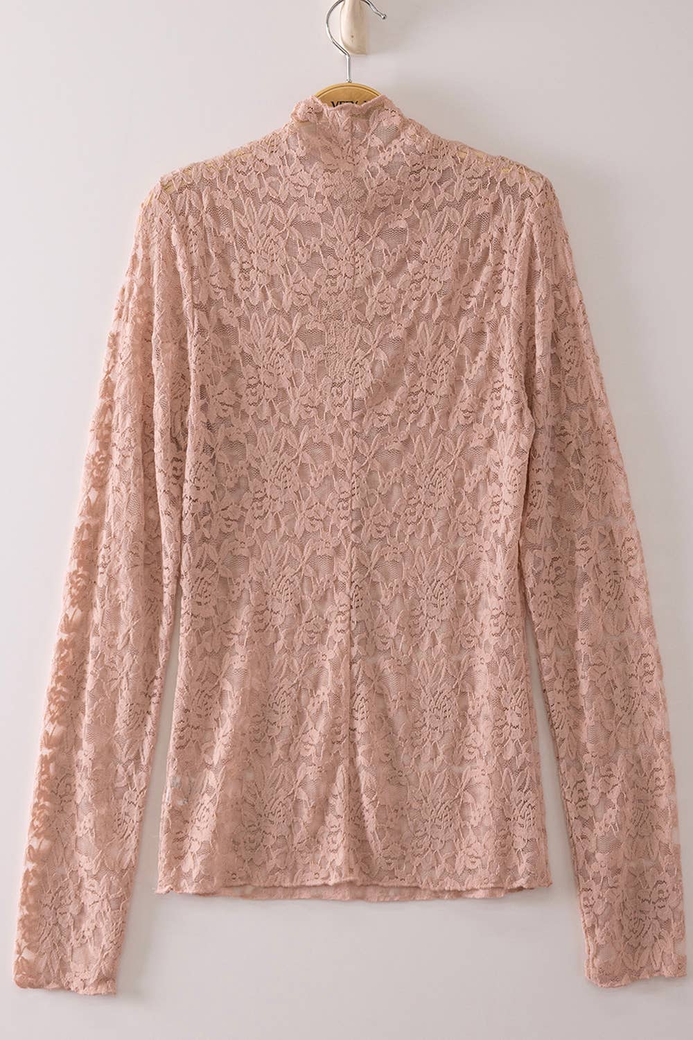 NT12220-High Neck Fitted Sheer Mesh Lace Knit Top: BLACK FLORAL / S-M-L/2-2-2