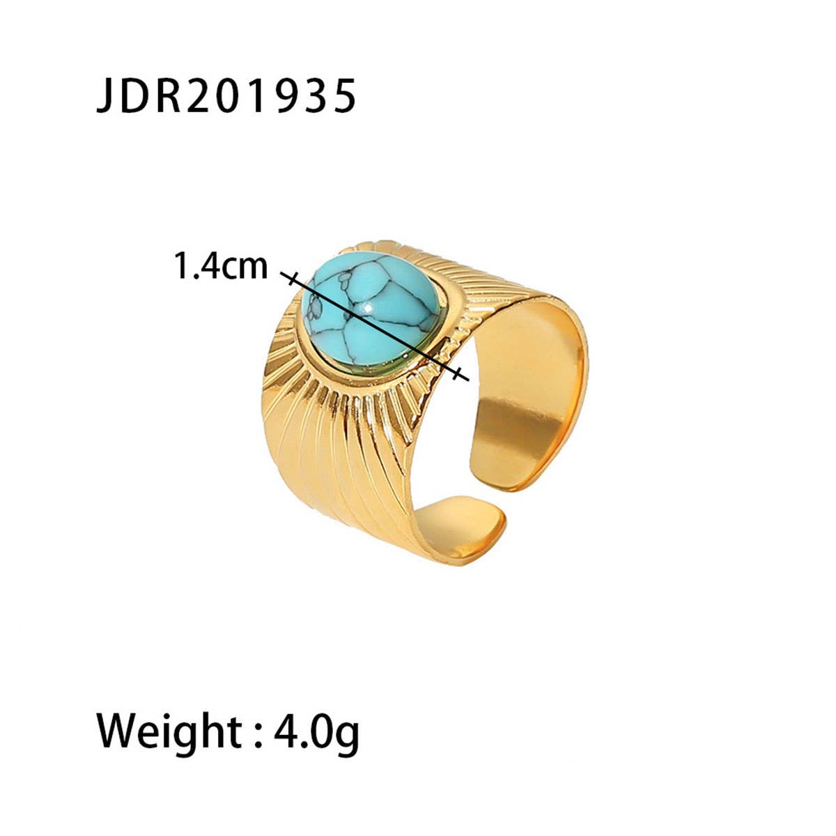 GOLD STAINLESS STEEL INLAID NATURAL STONE RINGS_CWAJE0611: TYPE1 / (OS) 3