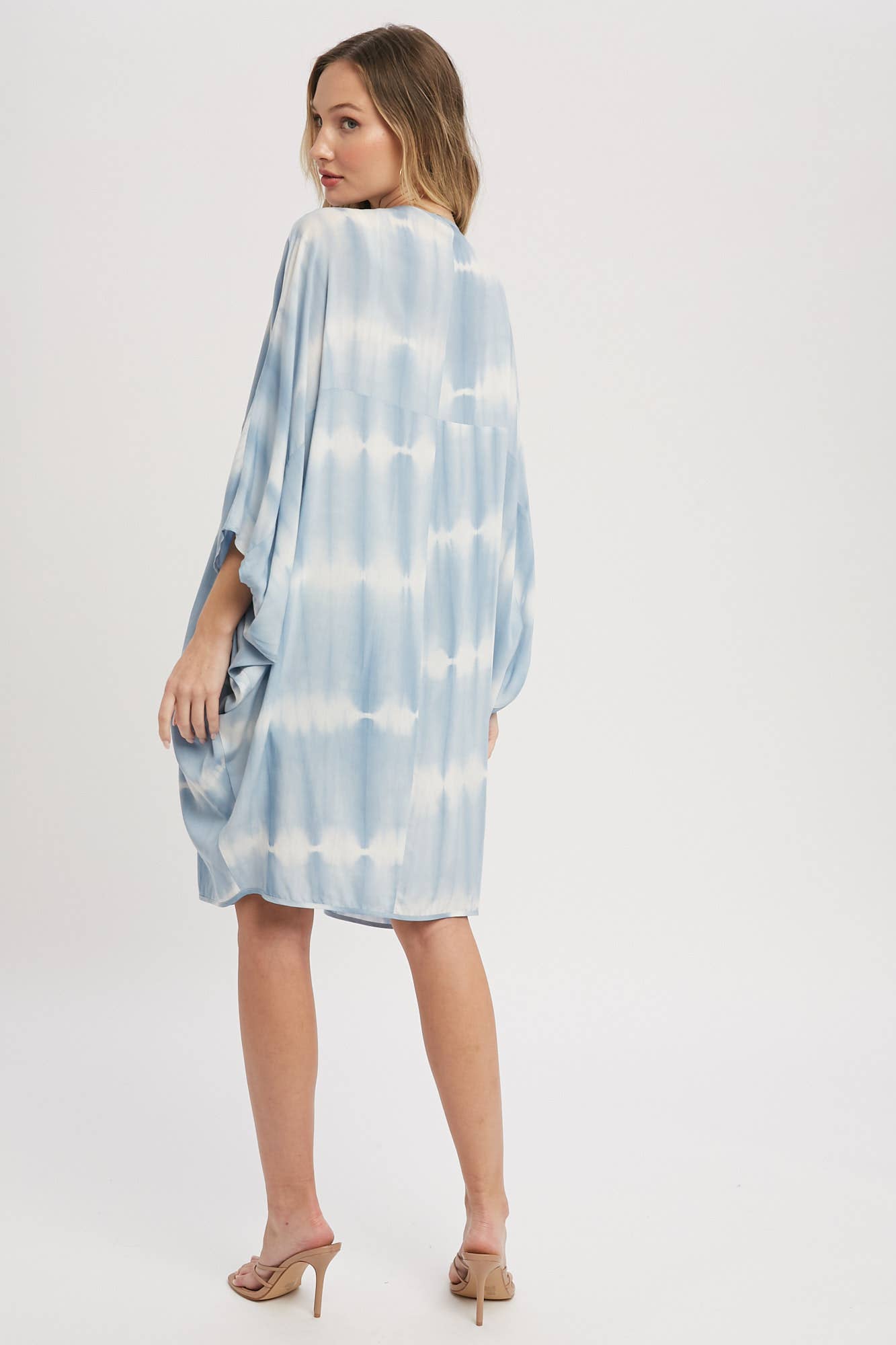 TIE DYE DOLMAN KIMONO: BLUE / S/M