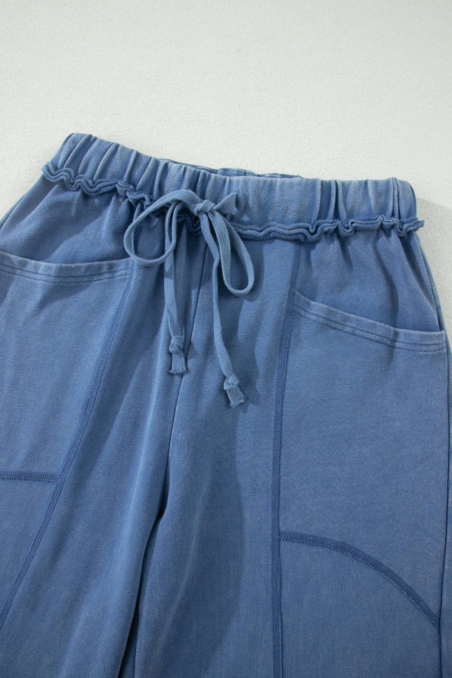66 Mineral Wash Drawstring High Waist Wide Leg Pants (S-XL): Ashleigh Blue / S