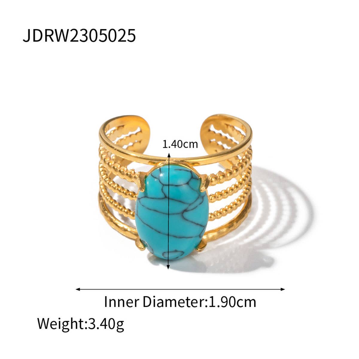 STAINLESS STEEL NATURAL STONE RINGS_TURQUOISE_CWAJE0615: TYPE2 / (OS) 3