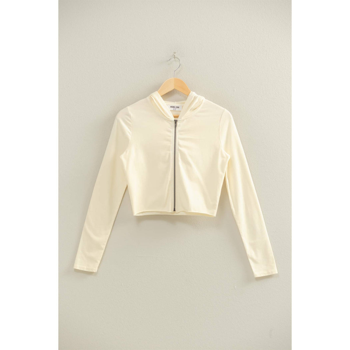 Zip Up Cropped Hoodie: BLACK / S-M-L(2-2-2)