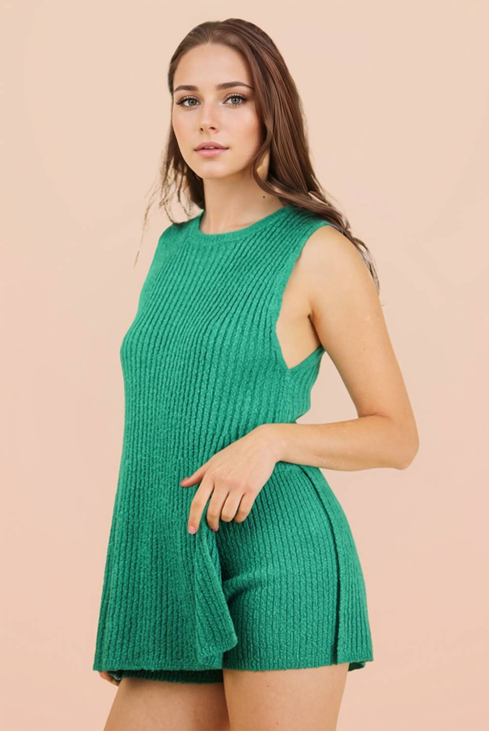 12W3359NSET-Knit Sweater Comfy Top & Shorts Set: BLACK / S-M-L/2-2-2
