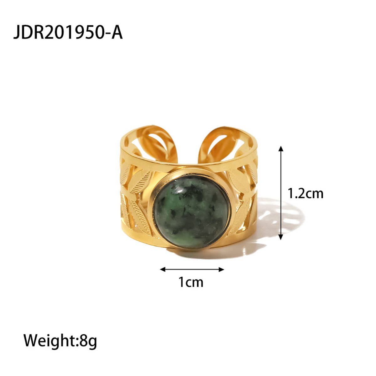 GOLD STAINLESS STEEL INLAID NATURAL STONE RINGS_CWAJE0611: TYPE1 / (OS) 3